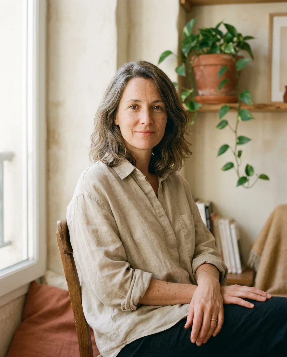 Hélène Maréchal, médium web et fondatrice de La Clarté, dans son cabinet près de Lyon